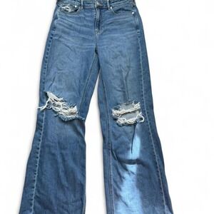 American eagle Blue high-waisted extra wide-leg jeans with distressed details